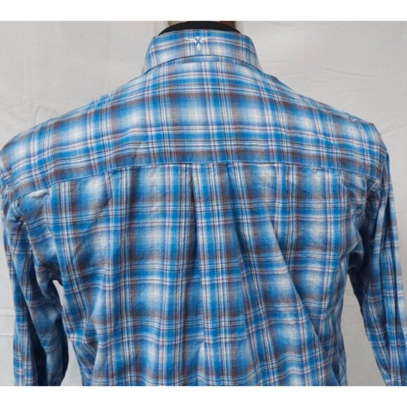 Wrangler 20X Mens Medium Blue Plaid Competition Advanced Comfort Western Shirt - Picture 8 of 12